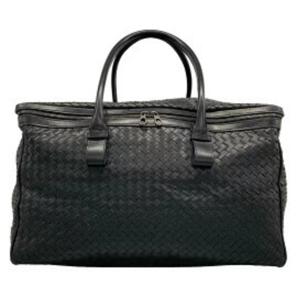 BOTTEGA VENETA Intrecciato Boston Bag Black Leather
